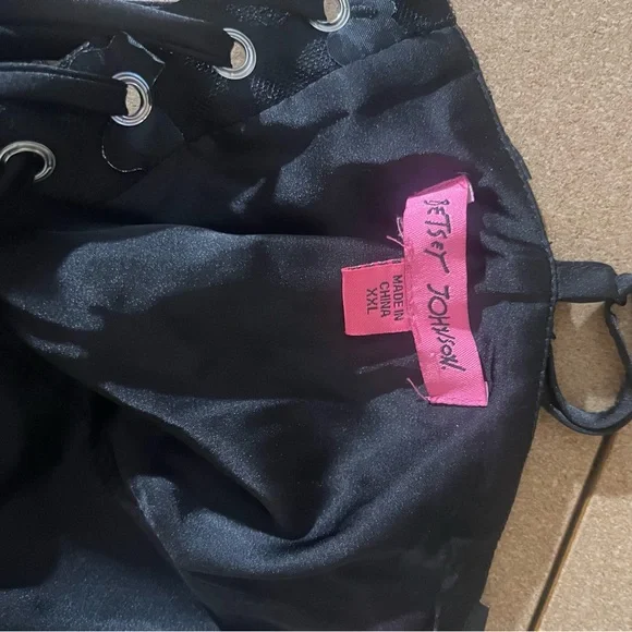 Betsey Johnson Black bodice butterfly Appliqué corset Maxi Dress size XXL - Picture 6 of 10